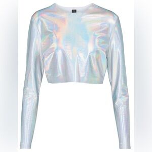 NWT! NORMA KAMALI HOLOGRAPHIC CROP TOP SIZE XL/42
